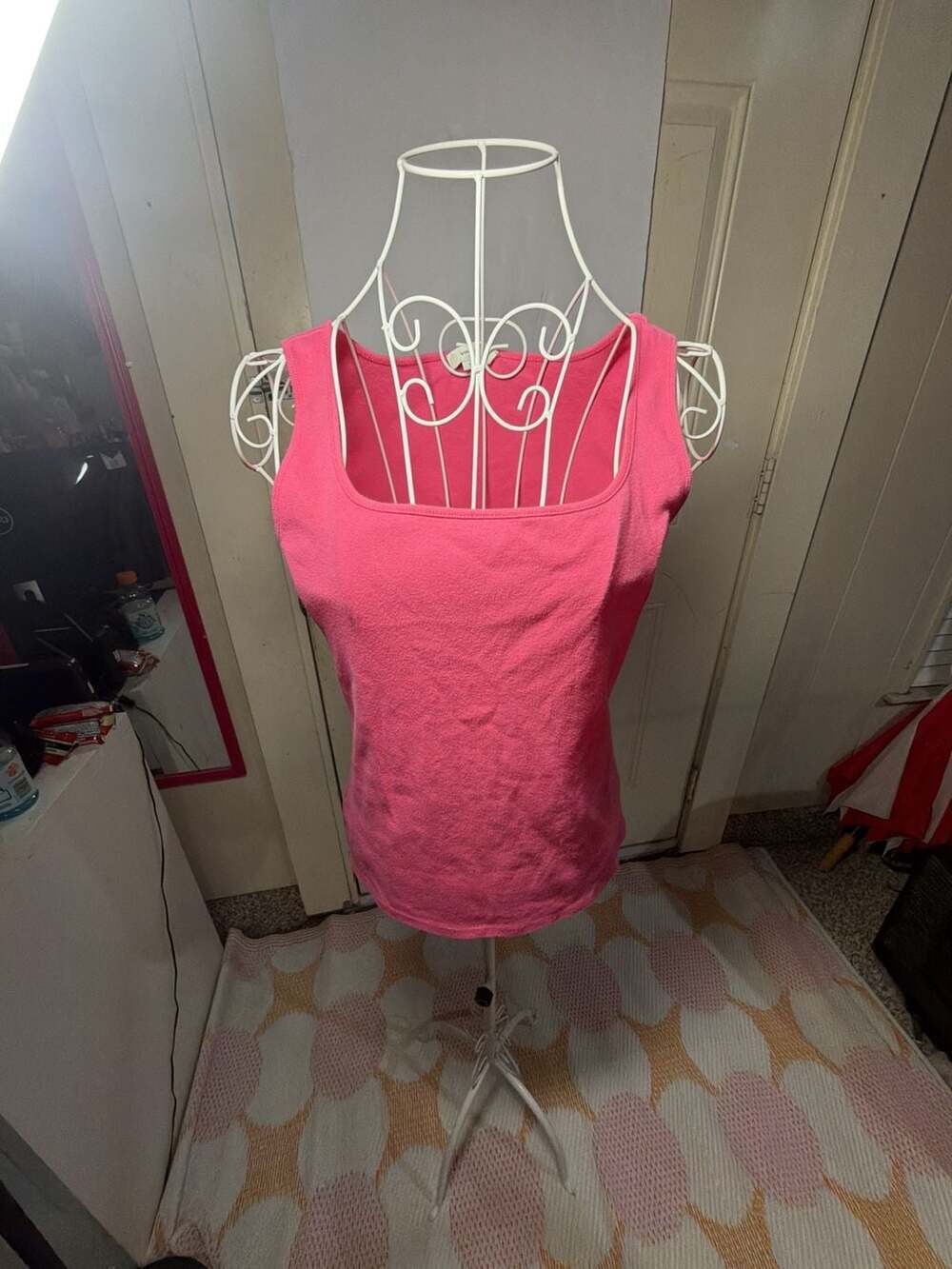 Vince Pink Square Neck Knit Tank Top Size S